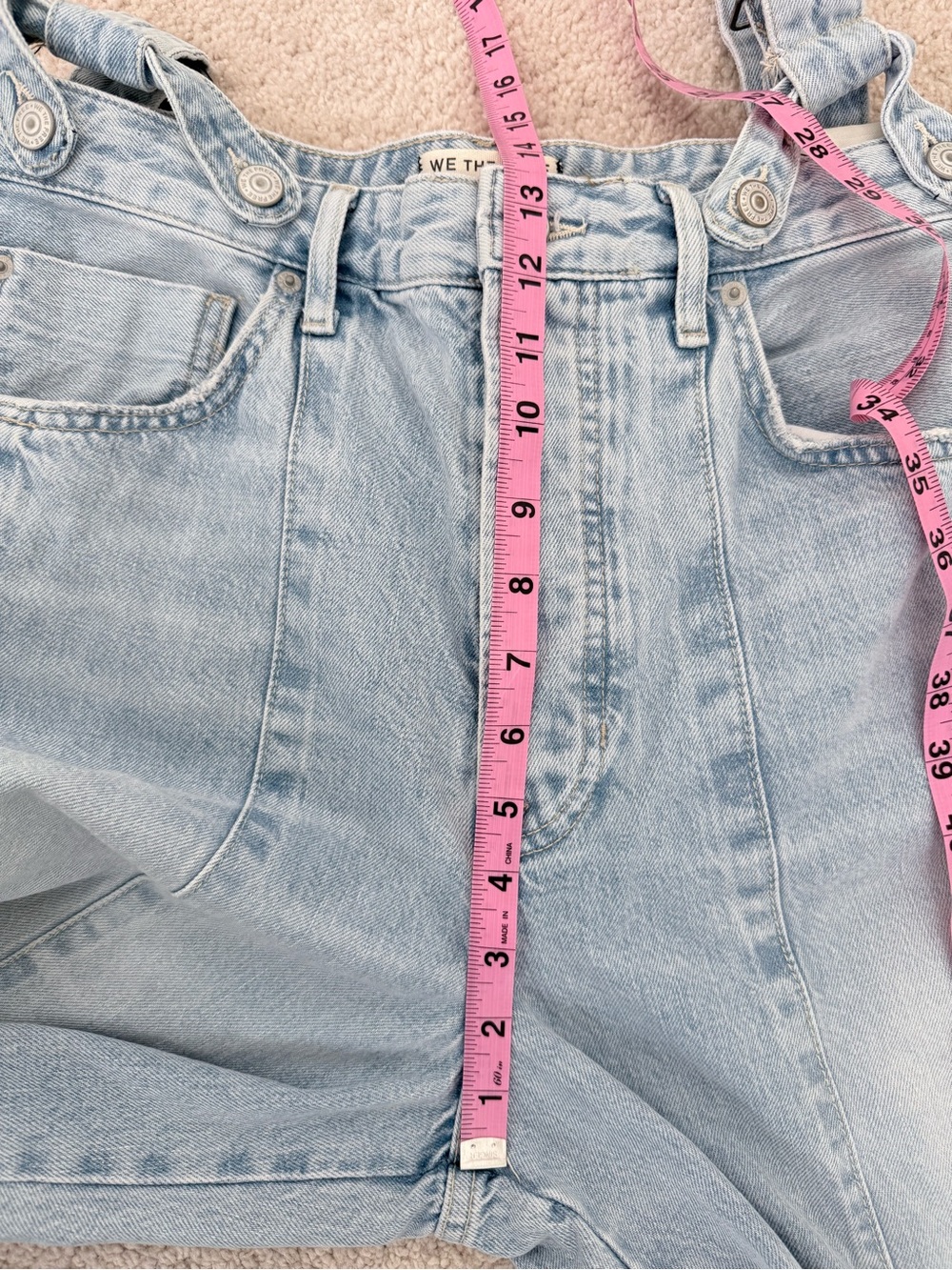 Free People Berkeley Suspender Jeans in shade Homecoming- Light Blue Denim - Picture 11 of 15